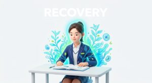 건강을 회복한 수험생의 밝은 모습